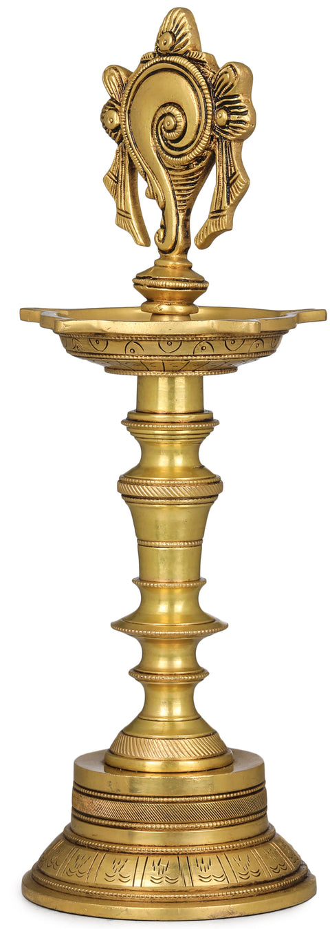 12" Conch Lamp in Brass | Handmade | Made in India