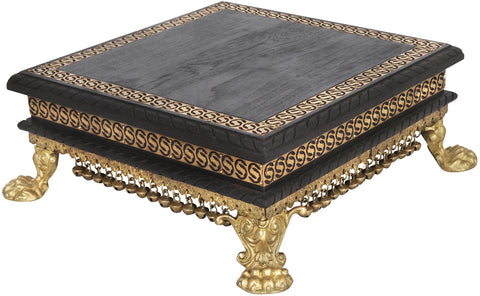 Ritual Wooden Chowki with Brass Decoration and Ghungroos