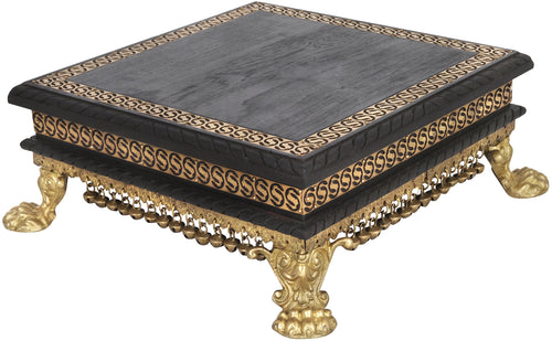 Wooden Chowki with Brass Decoration and Ghungroos for Pooja