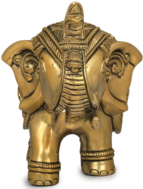 Finely Carved Elephant with Upraised Trunk (Auspicious According to Vastu)