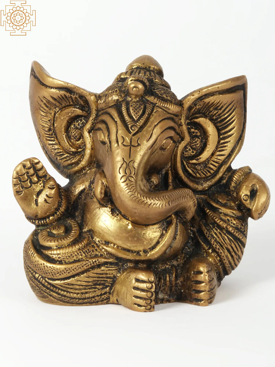 2" Small Ganesha Brass Idol for Home Pooja