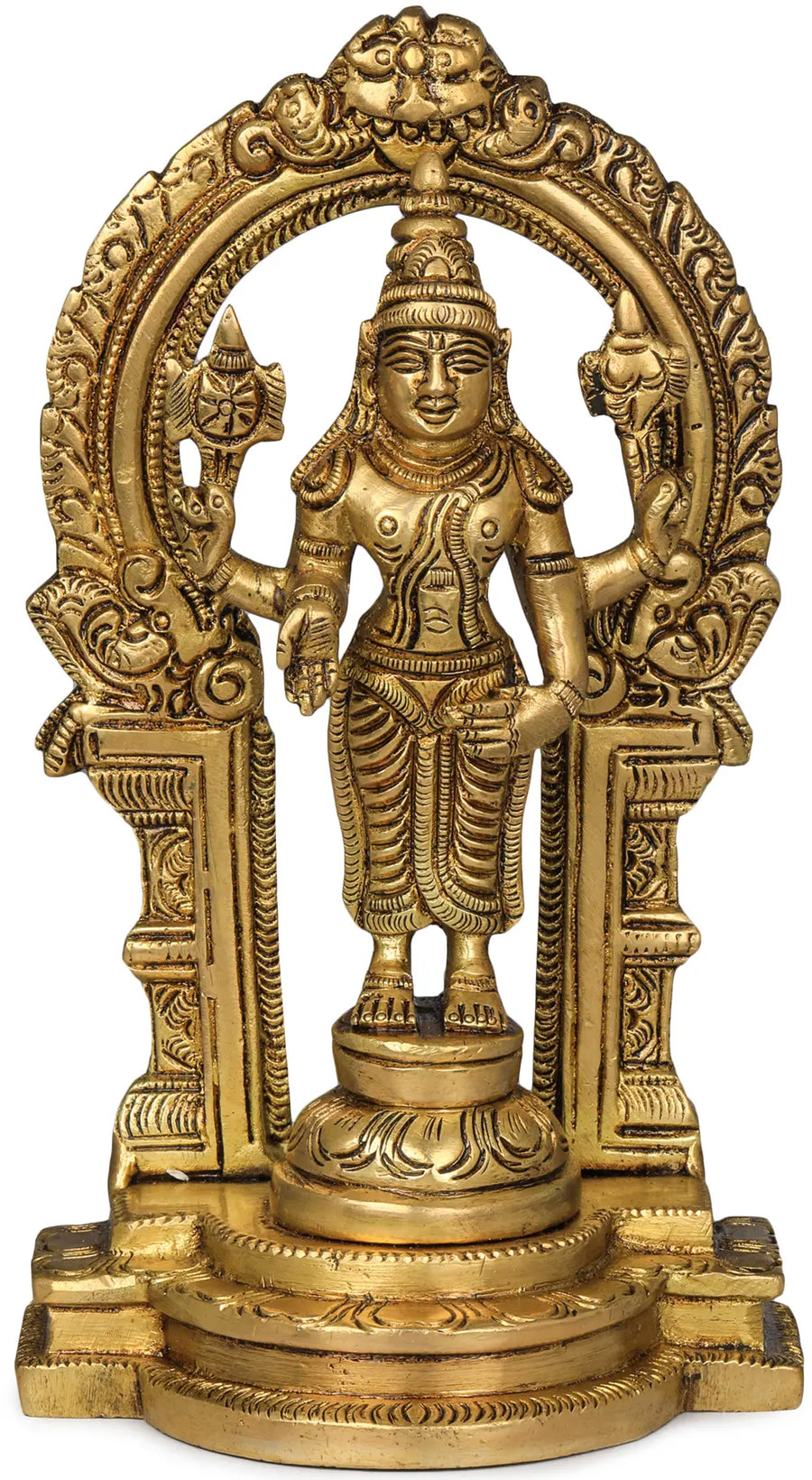 6" Lord Vishnu Handmade Brass Statue for Home Pooja