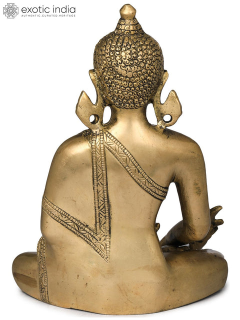 9" Tibetan Buddhist Healer Deity Medicine Buddha In Brass | Handmade | Made In India