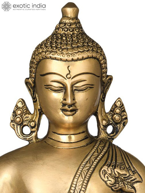 9" Tibetan Buddhist Healer Deity Medicine Buddha In Brass | Handmade | Made In India