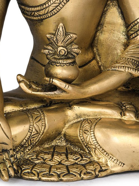 9" Tibetan Buddhist Healer Deity Medicine Buddha In Brass | Handmade | Made In India