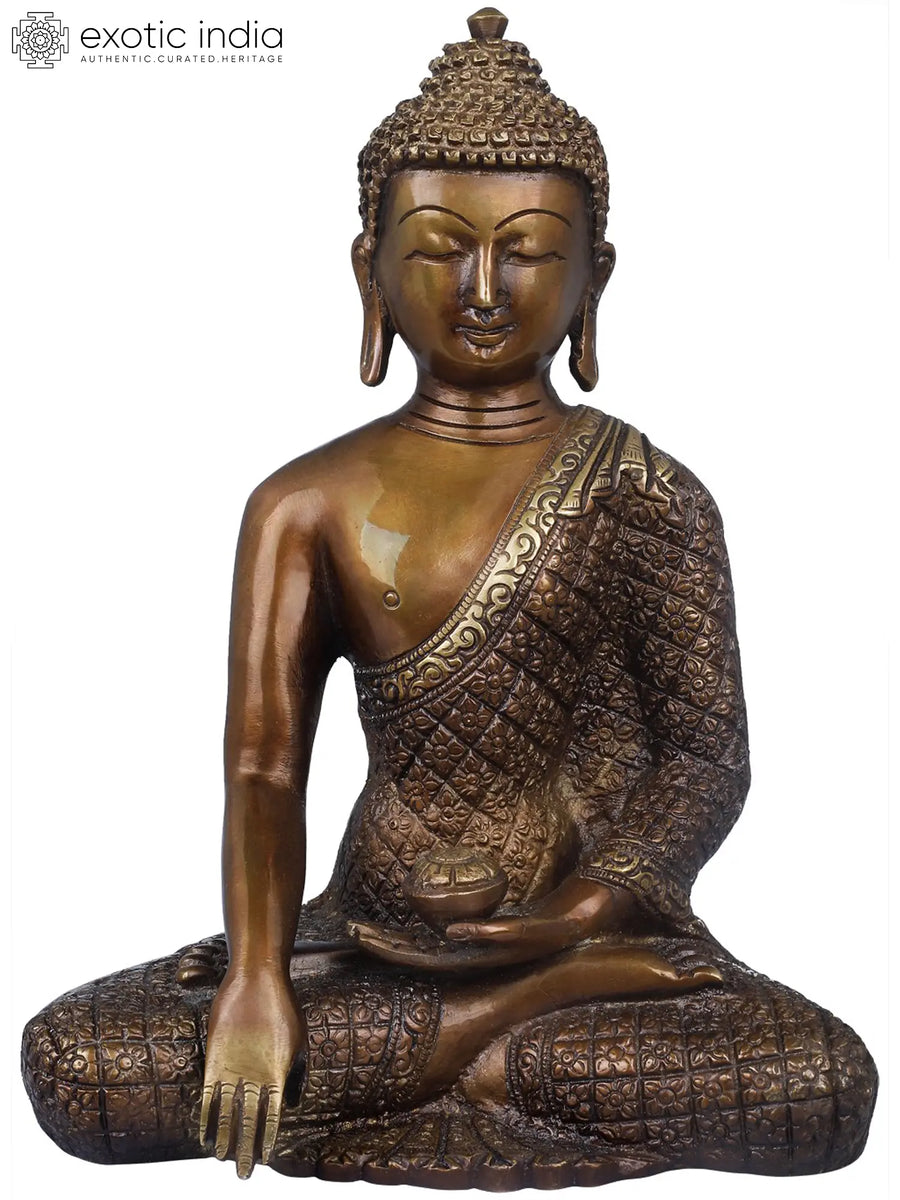8" Shakyamuni Buddha Brass Statue Handmade Tibetan Buddhist Idol