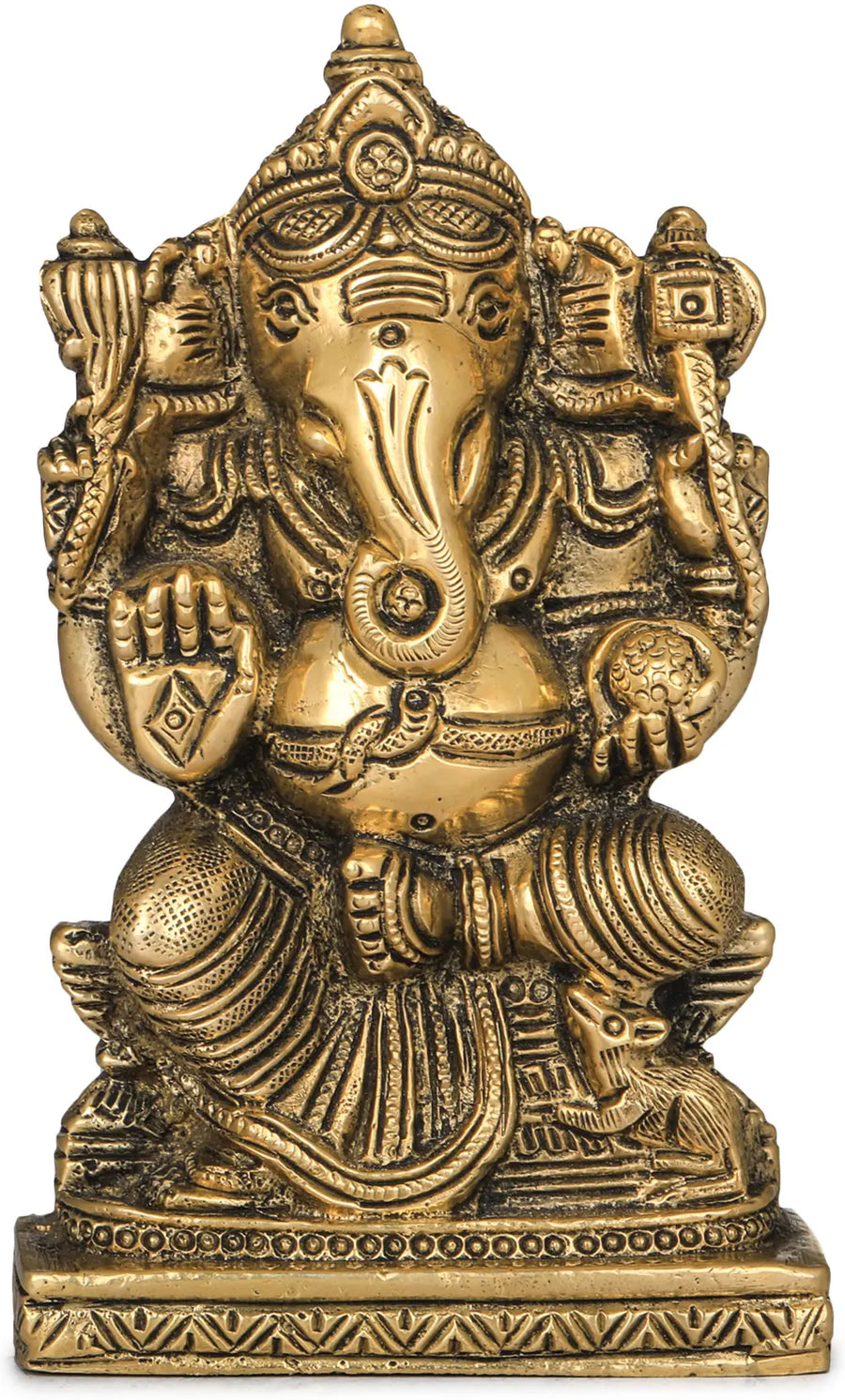 4" Small Ganesha Brass Statue Handmade