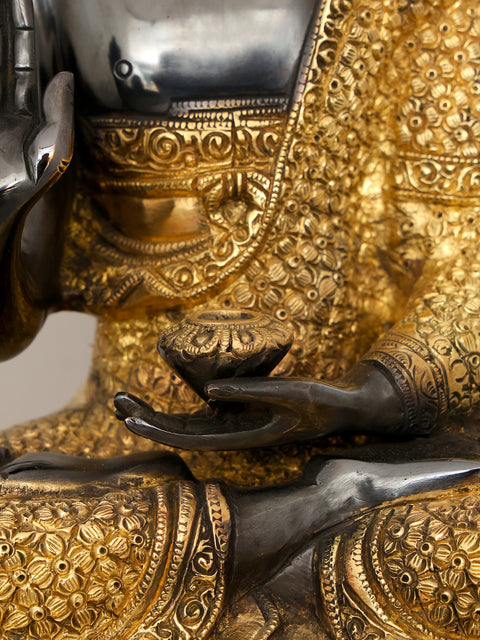 16" Superfine Blessing Buddha Wearing Fully Carved robe - Tibetan Buddhist Deity Brass Statue
