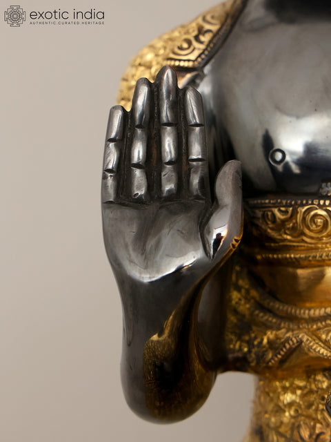 16" Superfine Blessing Buddha Wearing Fully Carved robe - Tibetan Buddhist Deity Brass Statue