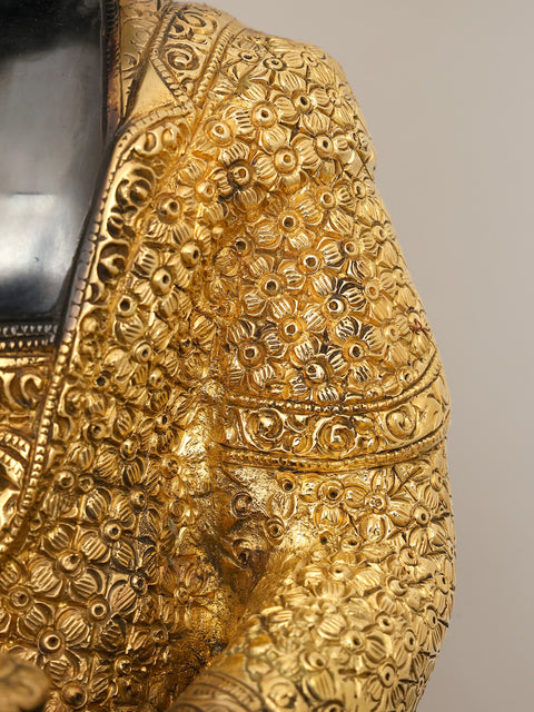 16" Superfine Blessing Buddha Wearing Fully Carved robe - Tibetan Buddhist Deity Brass Statue