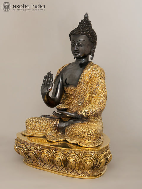 16" Superfine Blessing Buddha Wearing Fully Carved robe - Tibetan Buddhist Deity Brass Statue