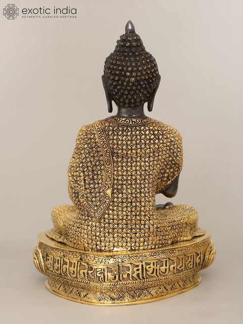 16" Superfine Blessing Buddha Wearing Fully Carved robe - Tibetan Buddhist Deity Brass Statue