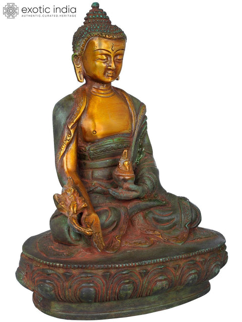 8" Tibetan Buddhist Medicine Buddha In Brass | Handmade | Made In India