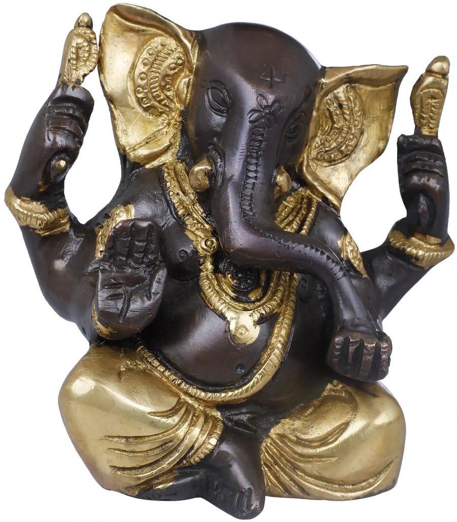 4" Small Ganesha Brass Statue Handmade for Home Pooja
