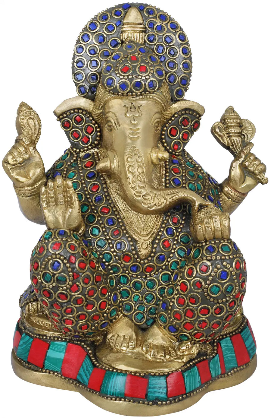 6" Ganesha Handmade Brass Statue for Pooja