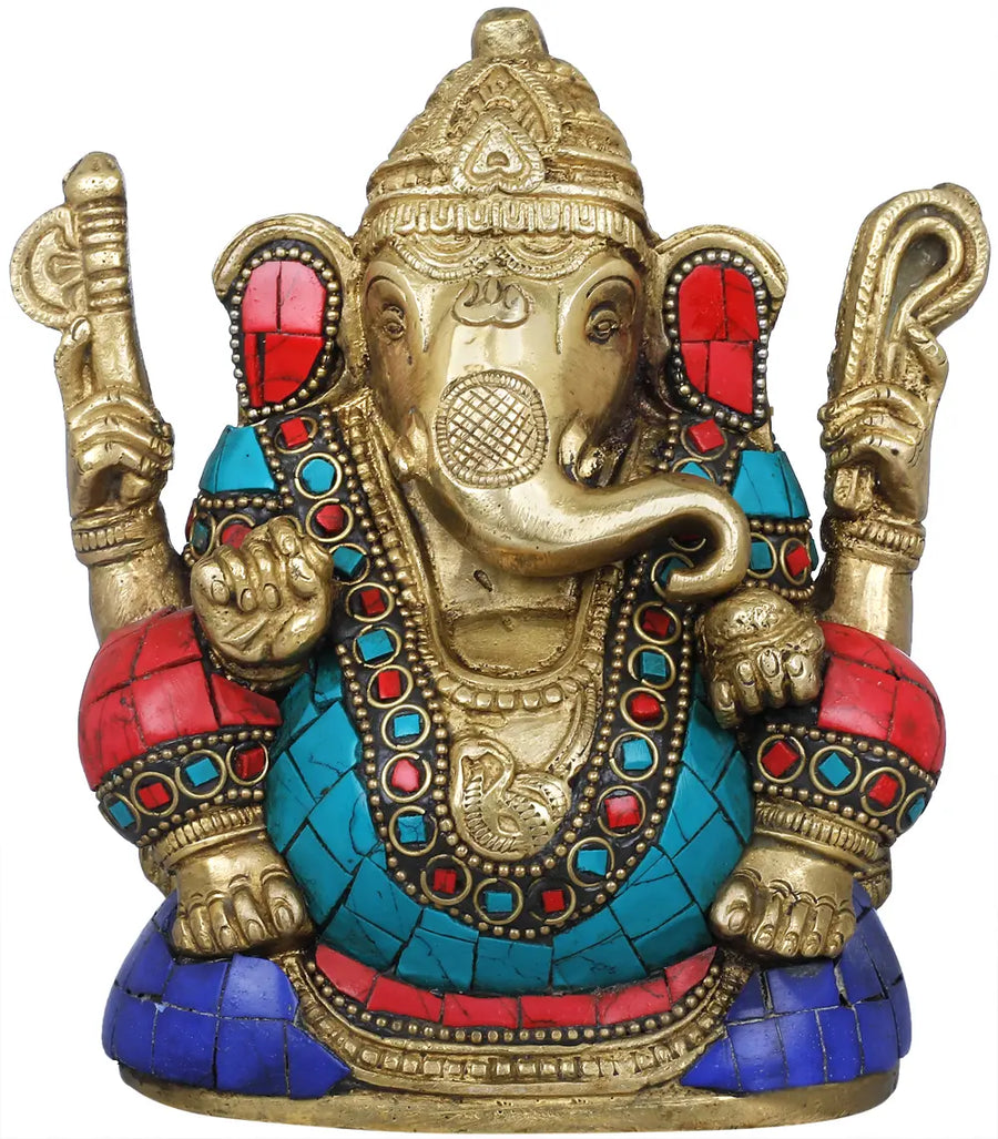 5" Seated Ganesha Handmade Brass Sculpture