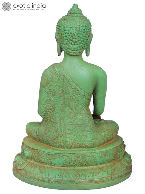 10" Shakyamuni Buddha Seated on Lotus - Tibetan Buddhist In Brass | Handmade | Made In India