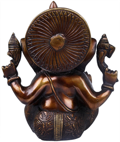 7" Lord Ganesha  in Carved Dhoti In Brass | Handmade | Made In India