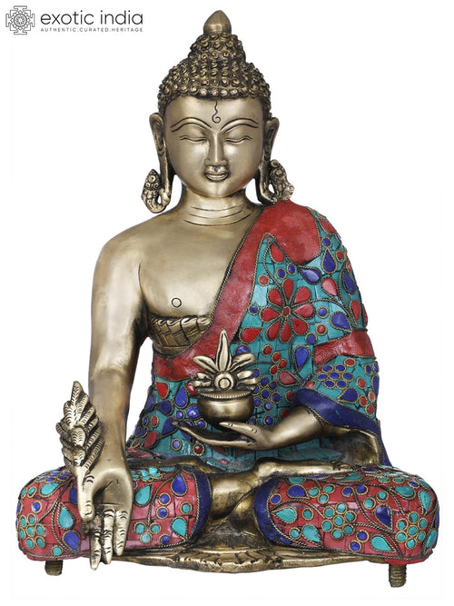 11" Medicine Buddha Brass Statue Handmade Tibetan Buddhist Healing Deity