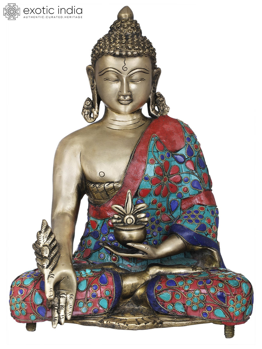11" Medicine Buddha Brass Statue Handmade Tibetan Buddhist Healing Deity