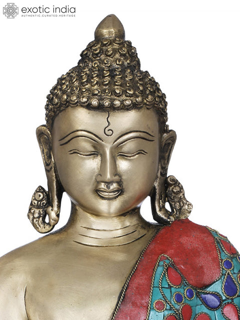 11" Tibetan Buddhist Healing Deity Medicine Buddha In Brass | Handmade | Made In India