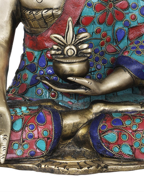 11" Tibetan Buddhist Healing Deity Medicine Buddha In Brass | Handmade | Made In India