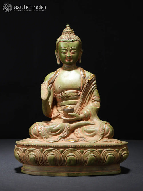 8" Lord Buddha Vitark Mudra Brass Statue Handmade