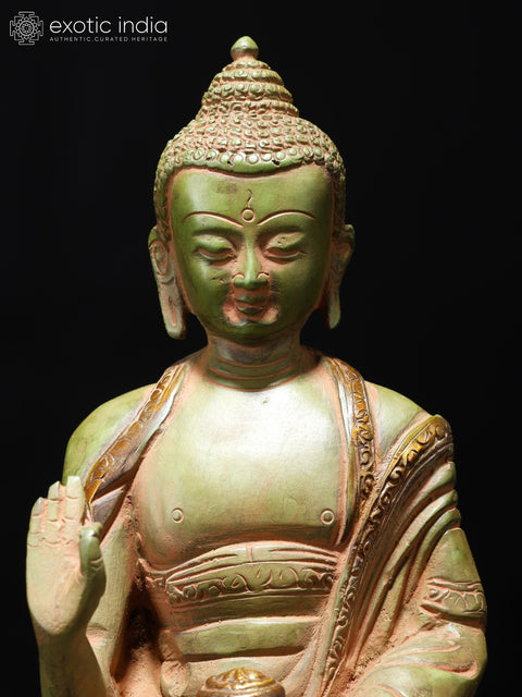 8" Lord Buddha in Vitark Mudra - Tibetan Buddhist In Brass