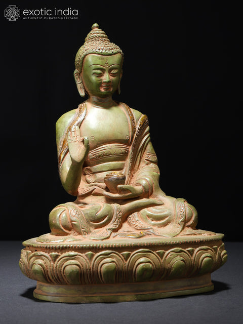 8" Lord Buddha in Vitark Mudra - Tibetan Buddhist In Brass