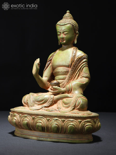 8" Lord Buddha in Vitark Mudra - Tibetan Buddhist In Brass