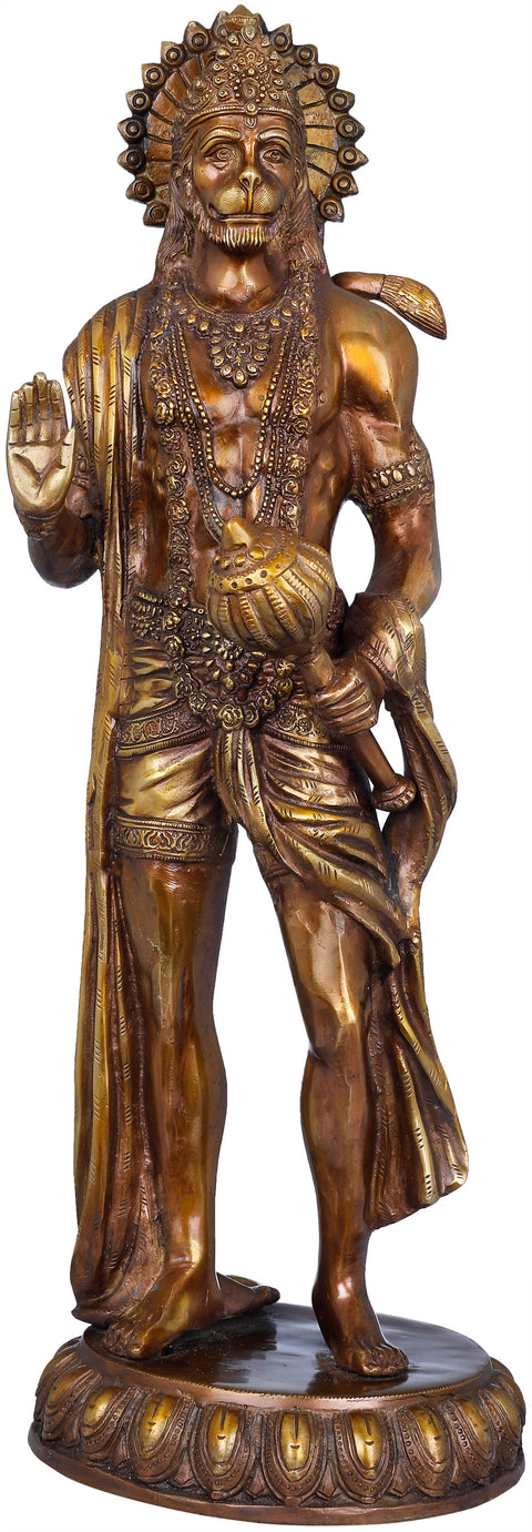 23" Standing Hanuman In Brass | Handmade | Made In India