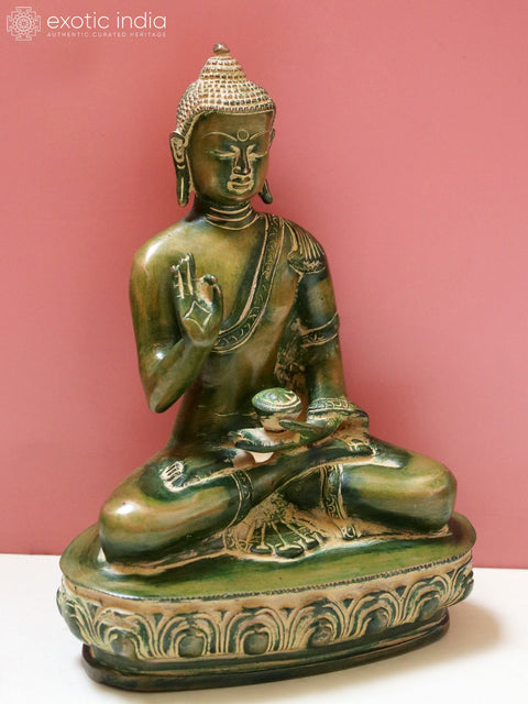 9" Tibetan Buddhist Lord Buddha in Multi Hue In Brass