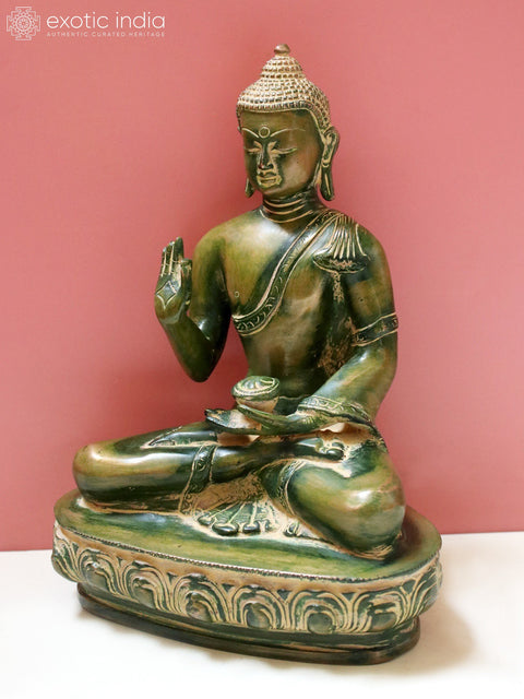 9" Tibetan Buddhist Lord Buddha in Multi Hue In Brass