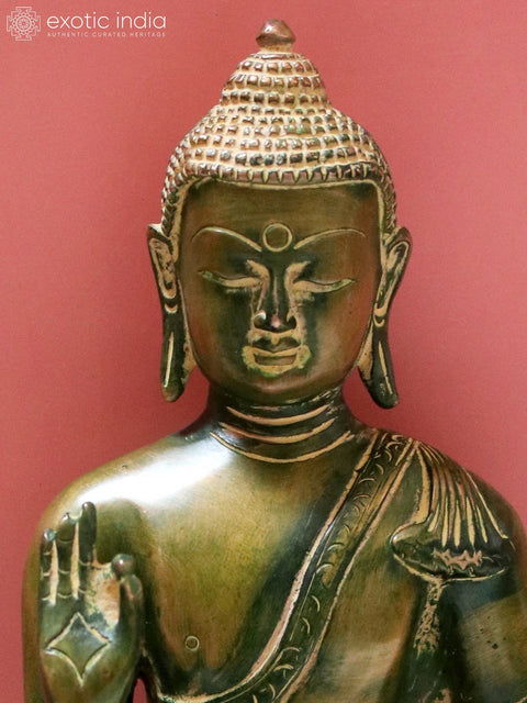 9" Tibetan Buddhist Lord Buddha in Multi Hue In Brass