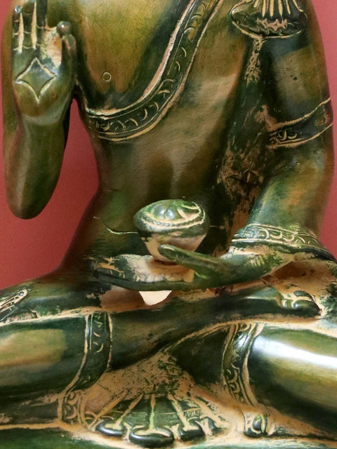 9" Tibetan Buddhist Lord Buddha in Multi Hue In Brass