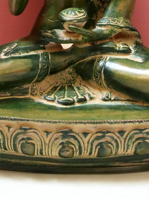9" Tibetan Buddhist Lord Buddha in Multi Hue In Brass