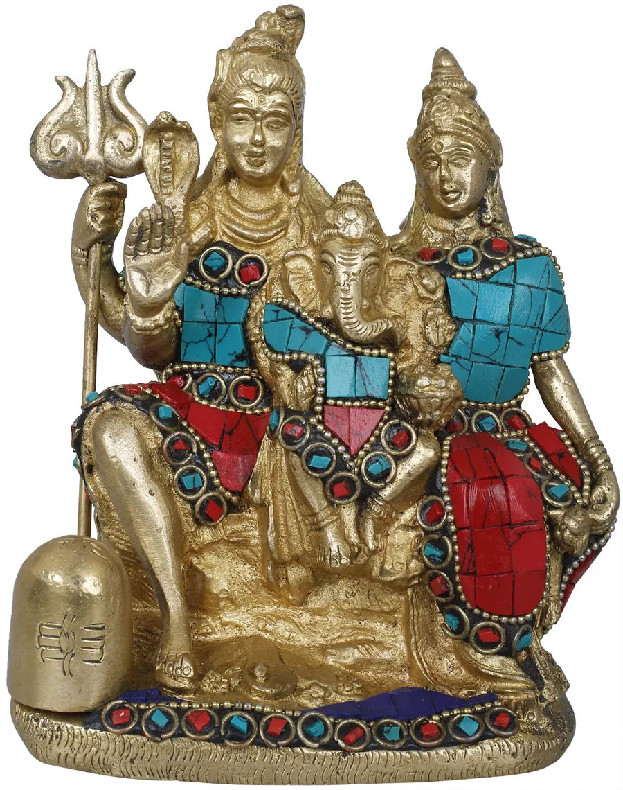 5" Shiva Parivar Handmade Brass Sculpture
