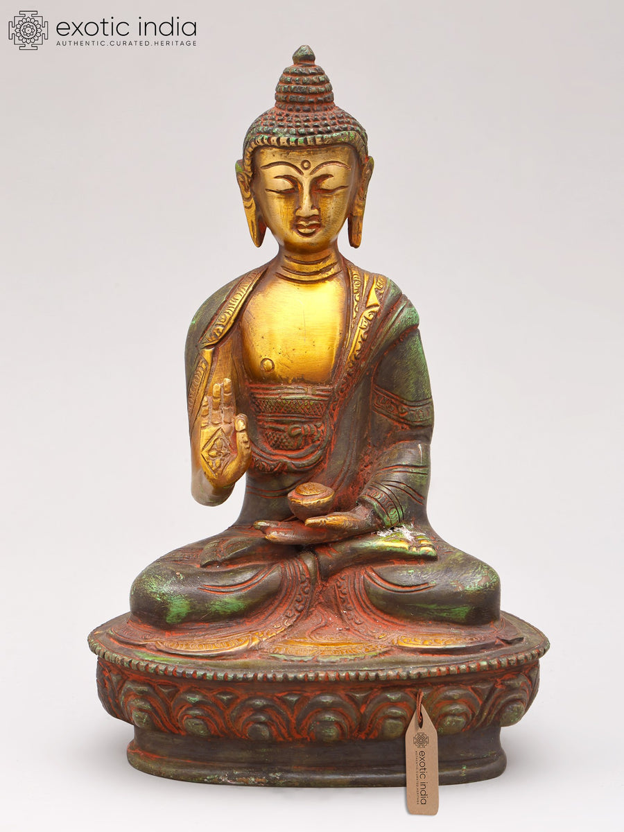 8" Tibetan Buddhist Lord Buddha Handmade Brass Statue