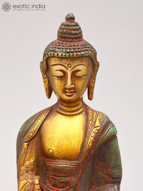 8" Tibetan Buddhist Lord Buddha In Brass | Handmade | Made In India
