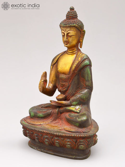 8" Tibetan Buddhist Lord Buddha In Brass | Handmade | Made In India