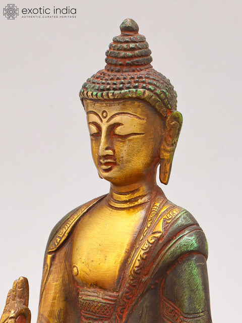 8" Tibetan Buddhist Lord Buddha In Brass | Handmade | Made In India