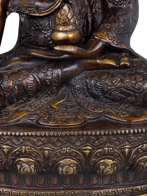 12" Tibetan Buddhist Medicine Buddha (Robes Decorated with the Scenes from His Life) In Brass | Handmade | Made In India