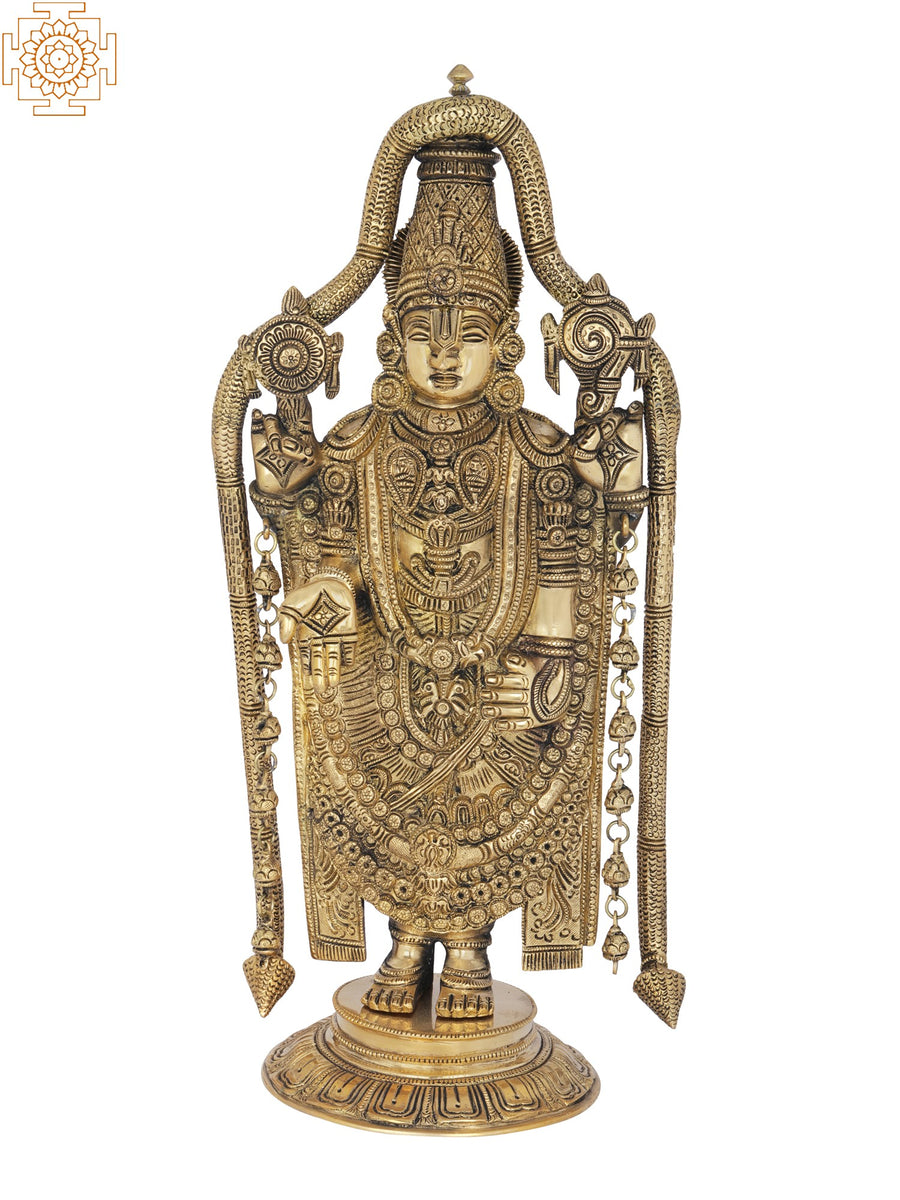 17" Lord Venkateshvara Balaji Brass Statue Handmade