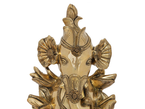 16" Stylized Ganesha Blossoming Like a Lotus | Handmade | Indian Handcrafted Brass Idol