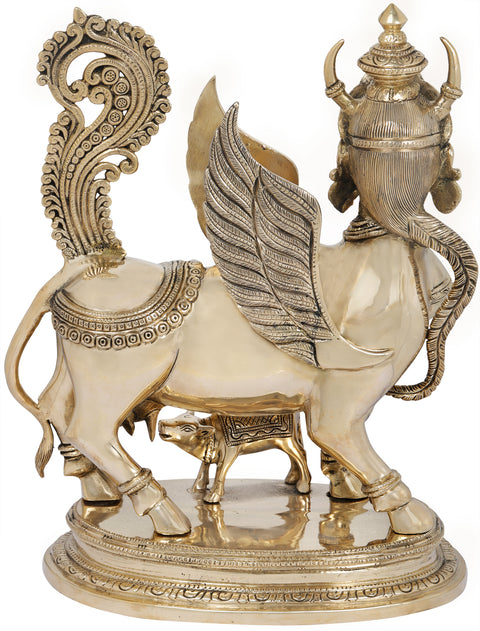 16" Superfine Kamadhenu, The Wish-Fulfilling Divine Cow In Brass | Handmade | Made In India