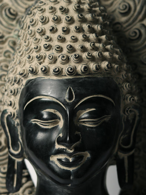 18" Serene Buddha Bust In Brass | Handmade | Made In India