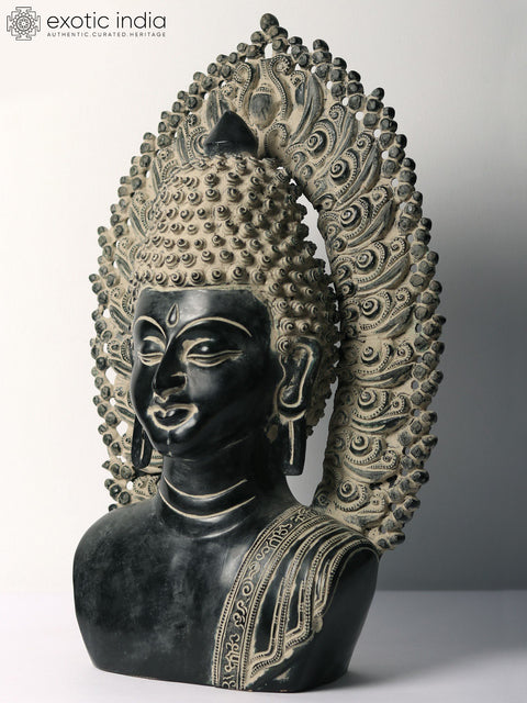 18" Serene Buddha Bust In Brass | Handmade | Made In India