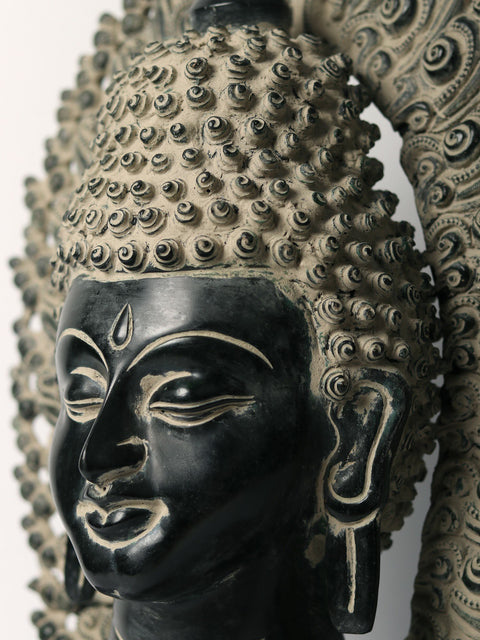 18" Serene Buddha Bust In Brass | Handmade | Made In India
