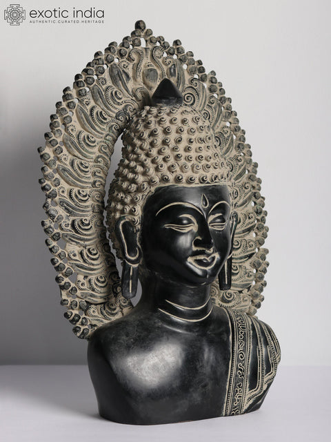 18" Serene Buddha Bust In Brass | Handmade | Made In India