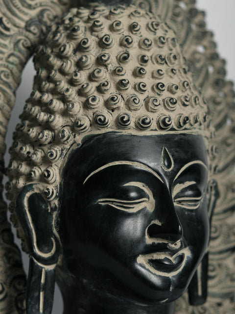 18" Serene Buddha Bust In Brass | Handmade | Made In India